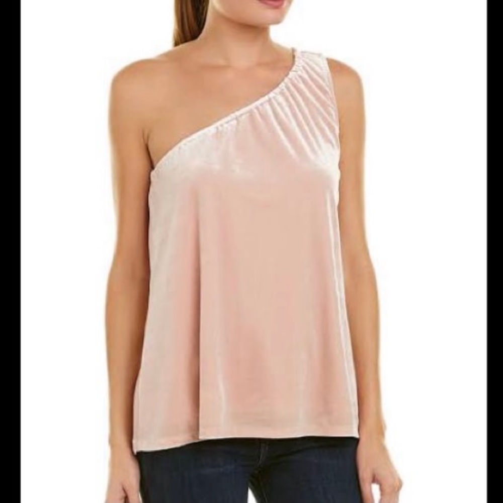 FRENCH CONNECTION AURORE VELVET ONE SHOULDER TOP SIZE XS